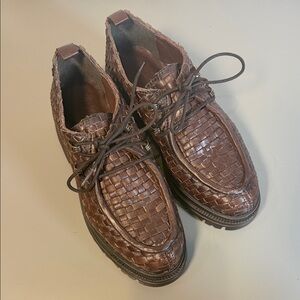 VINTAGE FOUNDRY CO WOVEN CLOTILDE CHUNKY LOAFER OXFORD PLATFORM 6